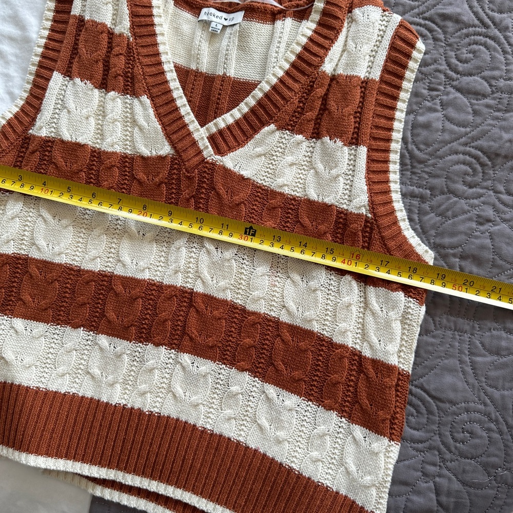 Burnt Orange and Cream Knit Sweater Vest - Picture 4 of 6